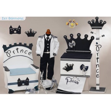 Σετ βάπτισης σκούρο μπλέ με κορώνες ΣΕΤ ΒΑΠΤΙΣΗΣ ΑΓΟΡΙ